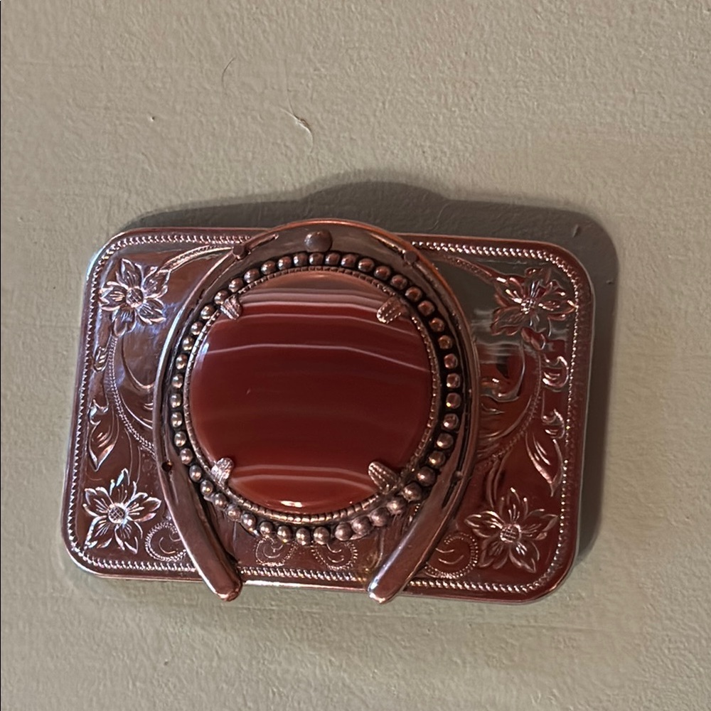 Vintage Style Belt Buckle with Red Stone